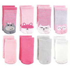 Luvable Friends Baby Girl Socks Set, Light Pink White, 0-6 Months