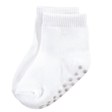 Touched by Nature Baby and Toddler Organic Cotton Blend Socks with Non-Skid Gripper for Fall Resistance, White