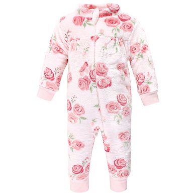 Hudson Baby Toddler Girls Plush Jumpsuits, Blush Rose