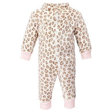 Hudson Baby Toddler Girls Plush Jumpsuits, Blush Rose