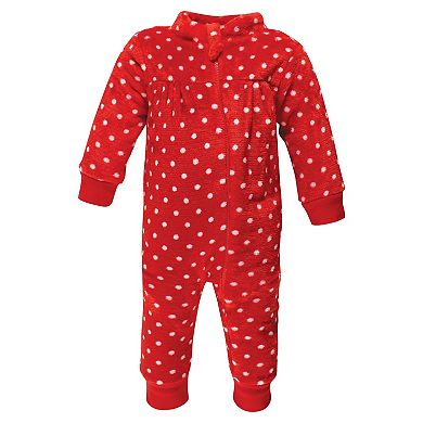 Hudson Baby Infant Girls Plush Jumpsuits, Poinsettia