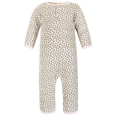 Hudson Baby Infant Girl Premium Quilted Coveralls, Blush Rose Leopard