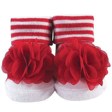 Infant Girl Socks Boxed Giftset, Red White Stripe, One Size
