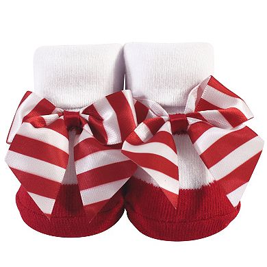 Infant Girl Socks Boxed Giftset, Red White Stripe, One Size
