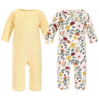 Hudson Baby Infant Girl Premium Quilted Coveralls, Fall Botanical, 3-6 Months