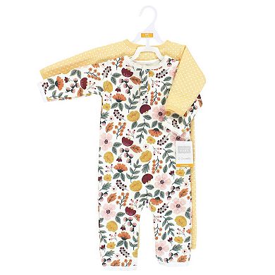 Hudson Baby Infant Girl Premium Quilted Coveralls, Fall Botanical, 3-6 Months