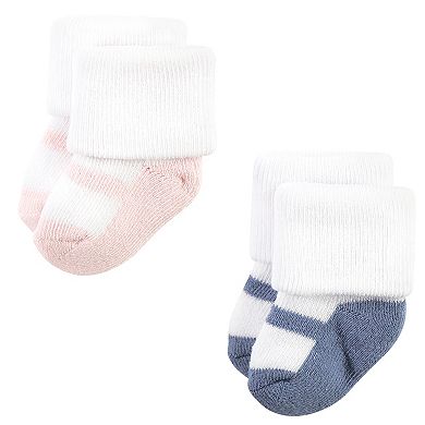 Hudson Baby Infant Girls Cotton Rich Newborn and Terry Socks, Soft Earth Tone Shoes