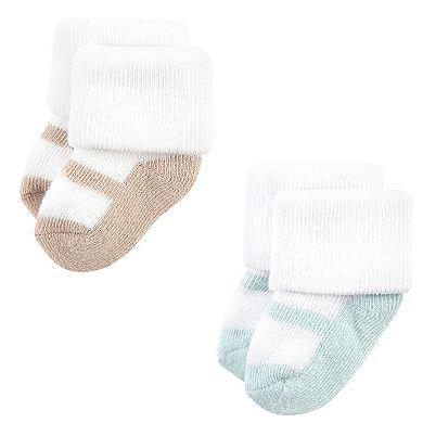 Hudson Baby Infant Girls Cotton Rich Newborn and Terry Socks, Soft Earth Tone Shoes