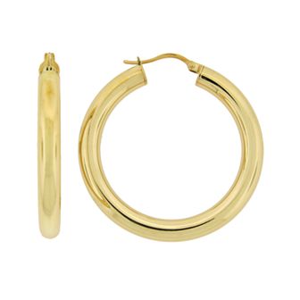 LYNX Stainless Steel Gold-Tone Hoop Earrings