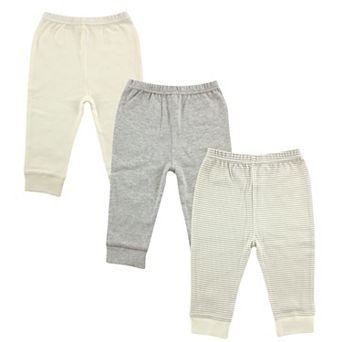 Luvable Friends Baby and Toddler Cotton Pants 3 pk Neutral Gray Stripe