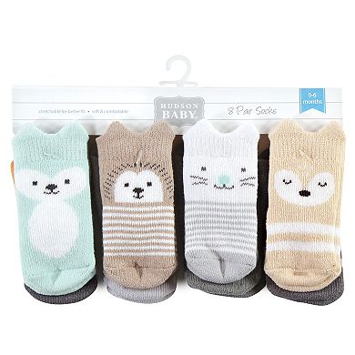 Hudson Baby Cotton Rich Newborn and Terry Socks, Neutral Woodland