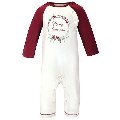 Touched by Nature Baby Girl Organic Cotton Coveralls 3pk, Holly Berry