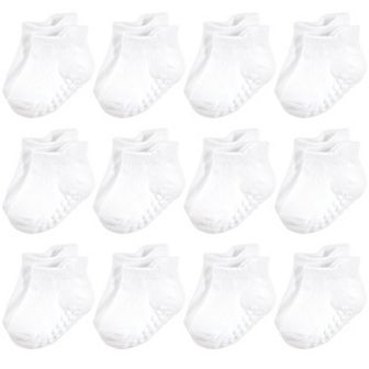 Hudson Baby Unisex Baby Non-Skid No-Show Socks, White
