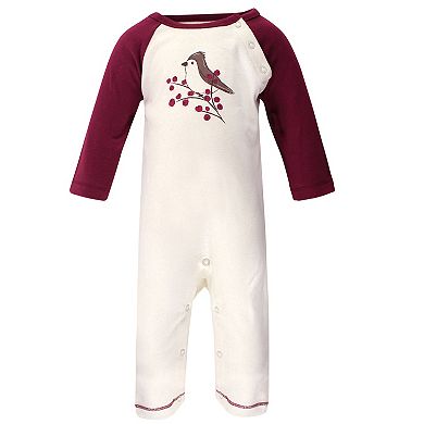 Touched by Nature Baby Girl Organic Cotton Coveralls 3pk, Berry Branch