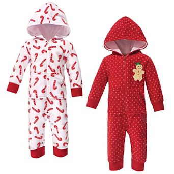 Hudson Baby Infant Girl Fleece Jumpsuits 2 pk - Sugar Spice - 0-3 Months