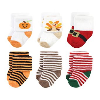 Hudson Baby Unisex Baby Holiday Newborn Terry Socks, Halloween Christmas