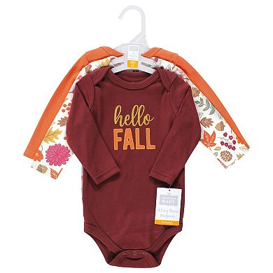 Hudson Baby Infant Girl Cotton Long-Sleeve Bodysuits, Hello Fall
