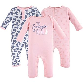 Yoga Sprout Baby Girl Cotton Coveralls 3 pk Snuggle Bunny