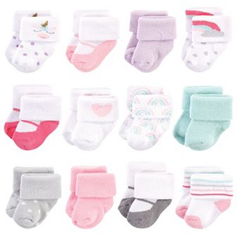 Infant Girl Cotton Rich Newborn and Terry Socks, Unicorn, 0-3 Months