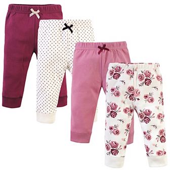 Hudson Baby Infant and Toddler Girl Cotton Pants 4 pk Rose