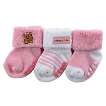 Baby Girl Socks Set, Pink Bear
