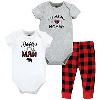 Hudson Baby Unisex Baby Cotton Bodysuit and Pant Set, Buffalo Plaid Family
