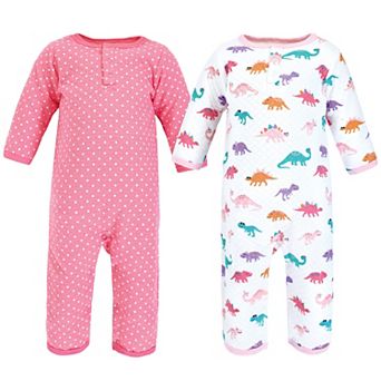 Hudson Baby Infant Girl Premium Quilted Coveralls, Cuteasaurus
