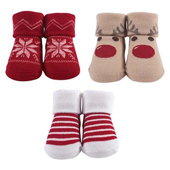 Infant Unisex Socks Boxed Giftset, Reindeer, One Size