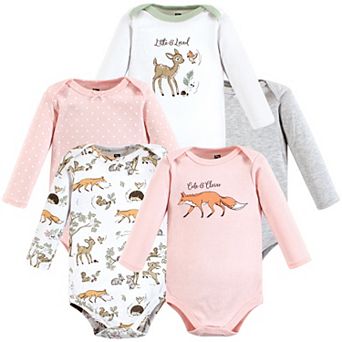 Hudson Baby Infant Girl Cotton Long-Sleeve Bodysuits, Girl Magical Woodland
