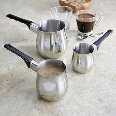 3-Piece Stainless Steel Turkish Coffee Pots