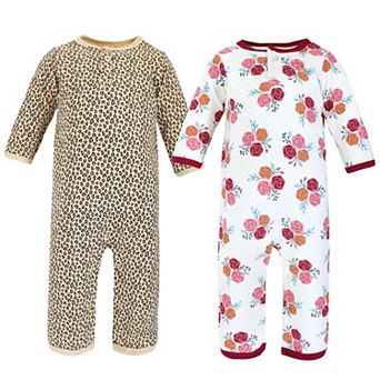 Hudson Baby Infant Girl Premium Quilted Coveralls, Autumn Rose, 0-3 Months