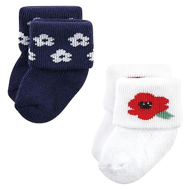 Hudson Baby Infant Girls Cotton Rich Newborn and Terry Socks, Wildflower