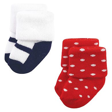 Hudson Baby Infant Girls Cotton Rich Newborn and Terry Socks, Wildflower