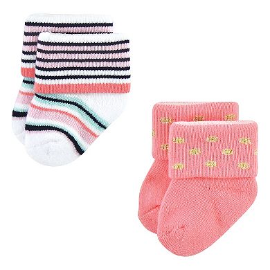 Little Treasure Infant Girl Newborn Socks, Coral Sparkle
