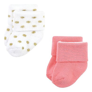 Little Treasure Infant Girl Newborn Socks, Coral Sparkle