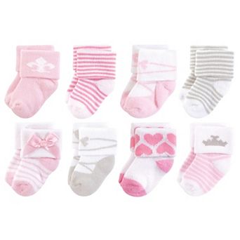 Hudson Baby Infant Girl Cotton Rich Newborn and Terry Socks, Royal