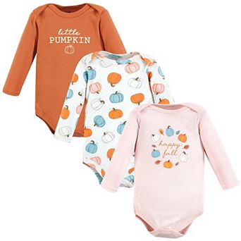 Hudson Baby Infant Girl Cotton Long-Sleeve Bodysuits, Happy Fall 3-Pack