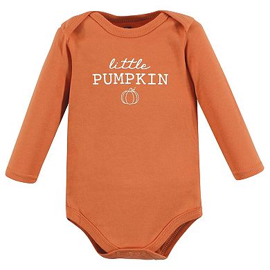 Hudson Baby Infant Girl Cotton Long-Sleeve Bodysuits, Happy Fall 3-Pack