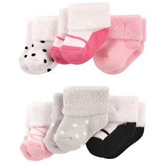 Baby Girl Newborn and Baby Socks Set, Pink Black Shoes, 0-3 Months