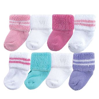 Luvable Friends Baby Girl Newborn and Baby Terry Socks, Pink Gray