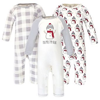 Touched by Nature Baby Organic Cotton Coveralls 3 pk Snowman, 0-3 Months