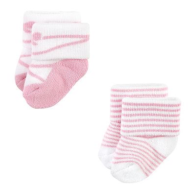 Hudson Baby Infant Girls Cotton Rich Newborn and Terry Socks, Royal 12-Pack