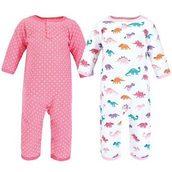 Hudson Baby Infant Girl Premium Quilted Coveralls, Cuteasaurus, 0-3 Months