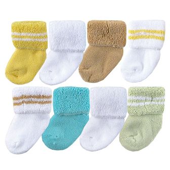 Luvable Friends Baby Unisex Newborn and Baby Terry Socks, Yellow Orange