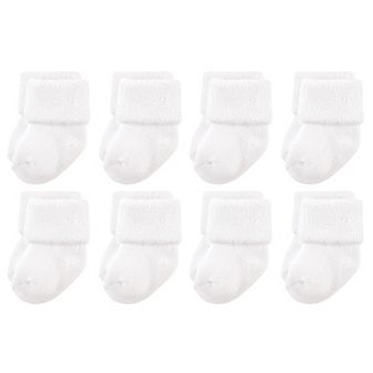 Luvable Friends Baby Unisex Newborn and Baby Terry Socks, White