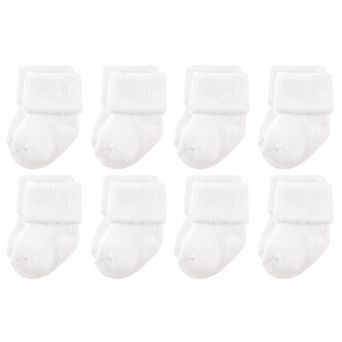 Luvable Friends Baby Unisex Newborn and Baby Terry Socks, White