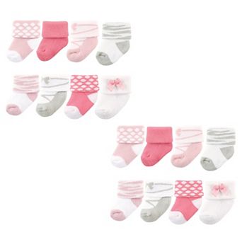 Luvable Friends Infant Girl Newborn and Baby Terry Socks, Ballet 16 pc