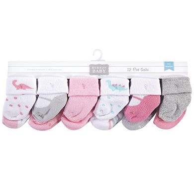 Infant Girl Cotton Rich Newborn and Terry Socks, Girl Dino, 0-3 Months