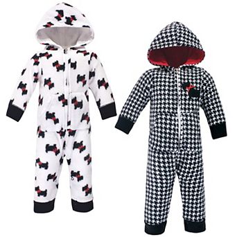 Hudson Baby Infant Girl Fleece Jumpsuits, Coveralls, and Playsuits 2 pk Scottie Dog, 3-6 Months