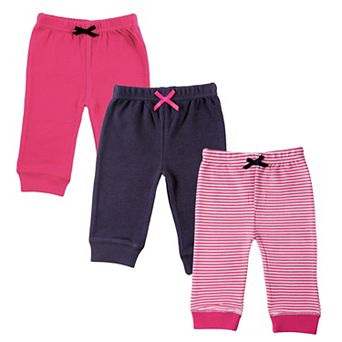 Luvable Friends Baby and Toddler Girl Cotton Pants 3 pk Pink